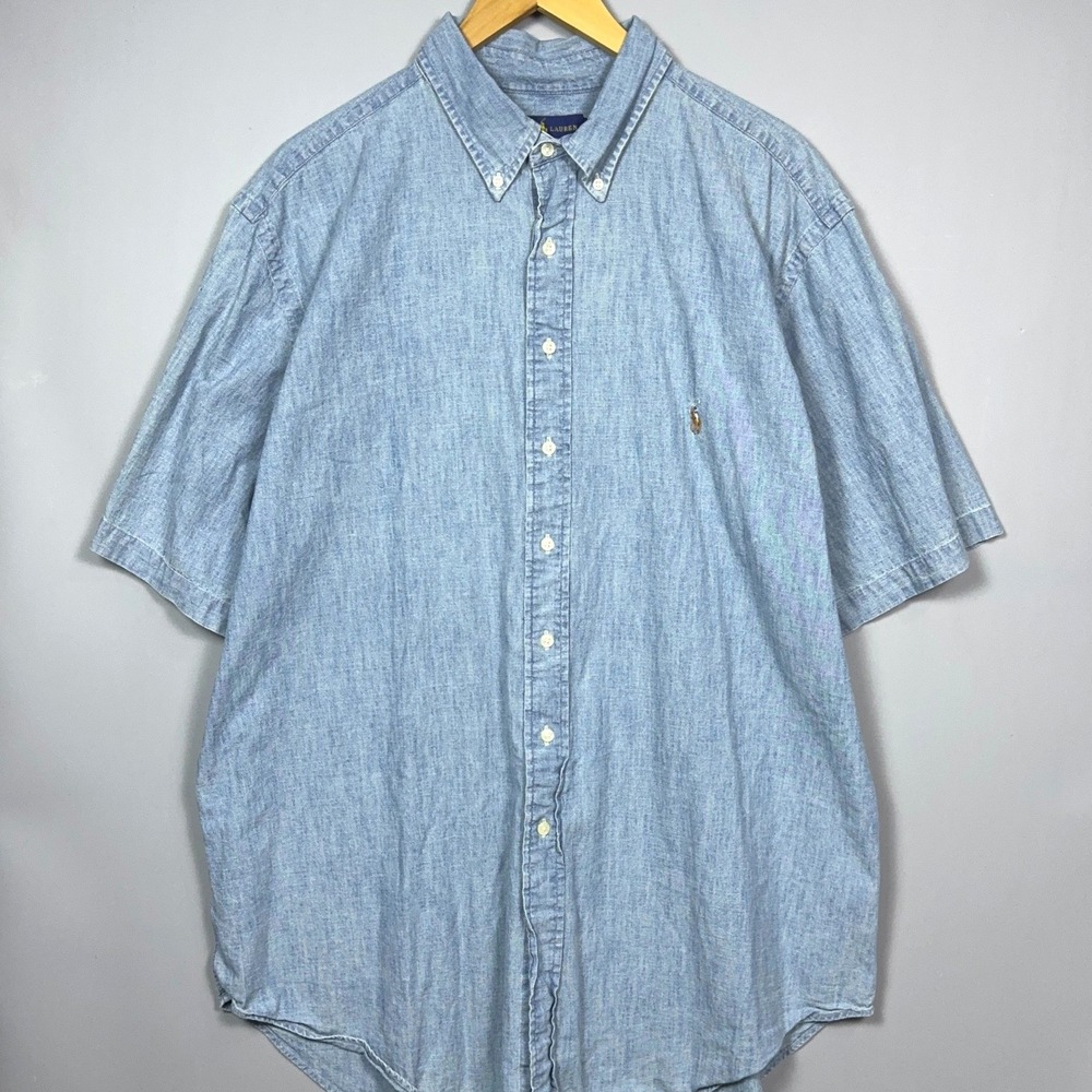 Ralph Lauren Chambray Shirt Mens Size XLT Blue Prep